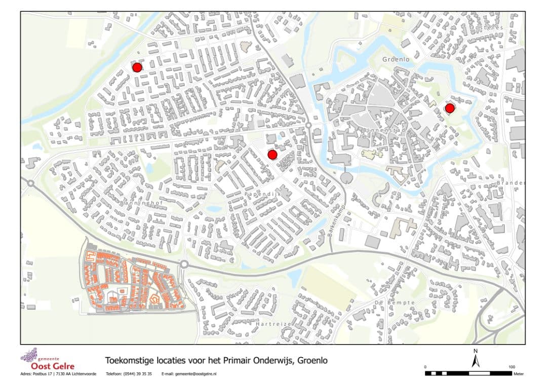 Toekomstige locaties voor het Primair Onderwijs, Groenlo.